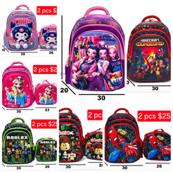 A Back To School Cartoon 16 inch Primary 2 pcs Backpack Set