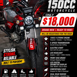 150 CC Dirt Motorbike Harley Style Red