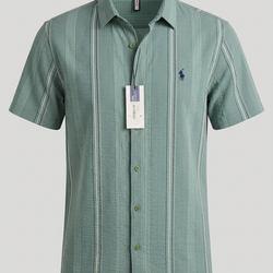 Polo Plaid Short Sleeve Button Up Men Shirt