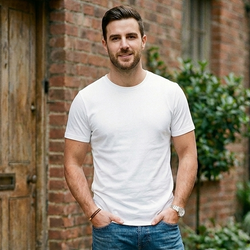 Platini White Round Neck Men Tee Shirts