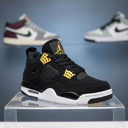 Jordan 4 Black/Gold Kids Sneakers