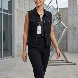 Chic Royale Black Ladies Armless Denim Jacket