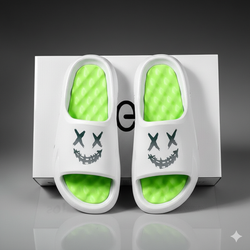 A Nick’s Brand White Neon Smile Slides