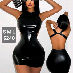 Zolique Hollow Back Leather Dress