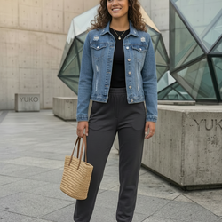 Distressed Medium Blue Denim Jacket