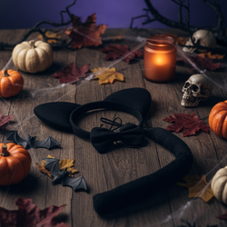 3 Piece Black Plush Cat Ears