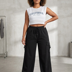 Cargo Pants and Mesh Vest Suit 33A744