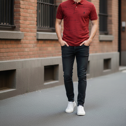 Polo Spacedye Button Up T Shirt