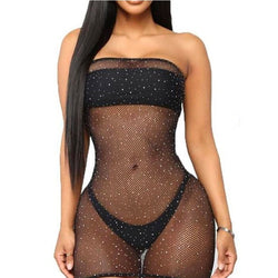 Mesh Sparkly Spandex Tube Dress No Choker