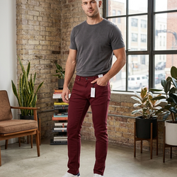 JR-1028 Men Skinny Stretch Burgundy Pants