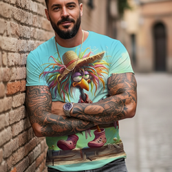 A Nick's Brand Rainbow Chicken Tee Shirt