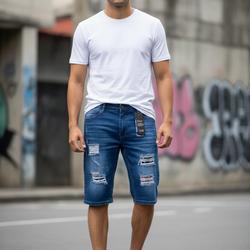 PF-1462 Men Distressed 3/4 Jeans