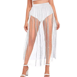 Mesh Long Skirt With Pearls (Small)1268