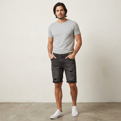 PF-1452 Men Charcoal Black Cut Up 3/4 Pants