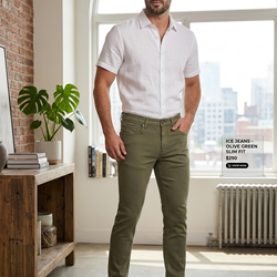 L-0490 Men Green Ice Jeans