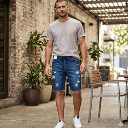 APA-3688  Men Cut Up Jogger Stretch Jeans