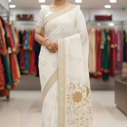 Sari with Gold Embroidery